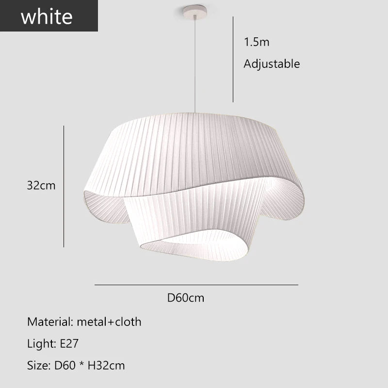 Nordic Minimalist Wabi-sabi Vintage Cream Wind Fabric Led Pendant Lights Living Dining Room Bedroom Home Decor Lamp Chandelier