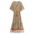 Boho Tassel Maxi Dress | Floral Print V-Neck Batwing Sleeve