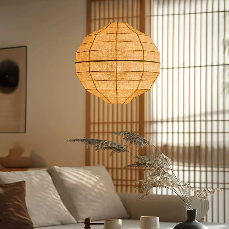 Japanese Wabi Sabi Fabric E27 Pendant Light Living Dining Room Bar Led Droplight Lighting Home Decor Bedroom Lustre Hanging Lamp