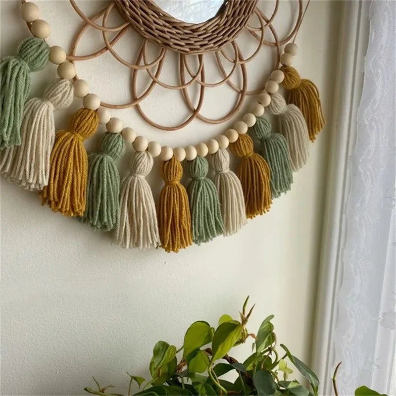 Boho Tassel & Wood Bead Garland – Wall Hanging Banner for Nursery, Party & Wedding