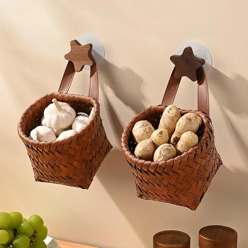 Wall Hanging Kitchen Storage Basket | Ventilated Organizer for Produce & Pantry