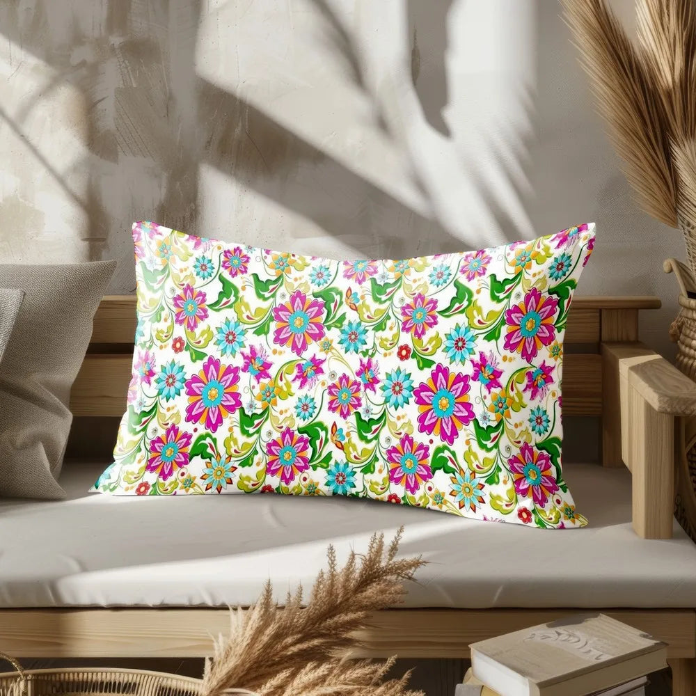 Home Decor Colorful Floral Patterned Pillowcase Suitable For Sofa Bedroom Car Pillow Cover Cushion Rectangular Back Cushion