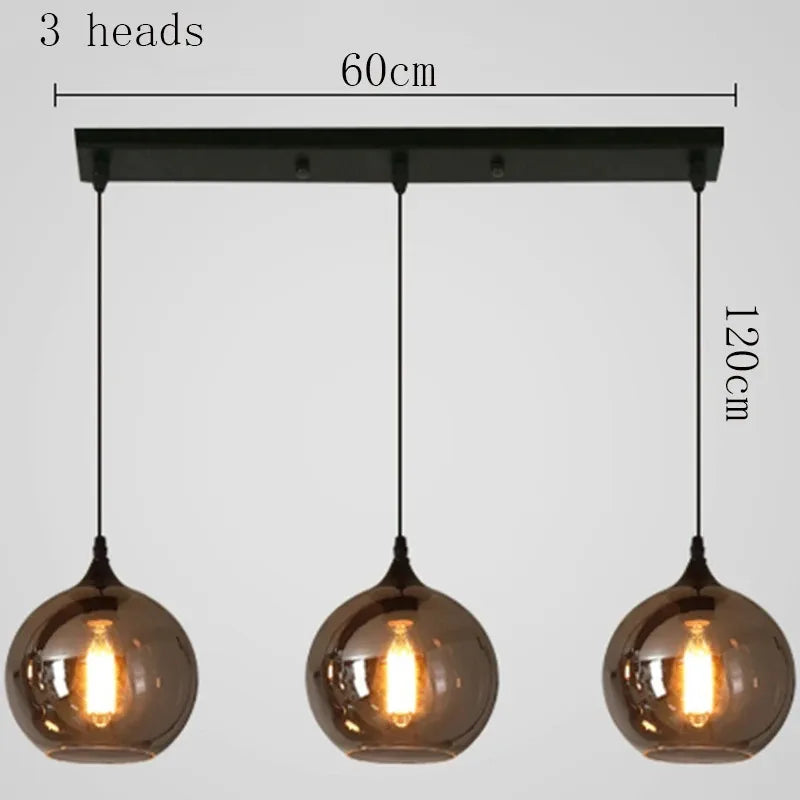 Modern LED Glass Ball Pendant Lamp for Living Room Bedroom Dining Kitchen - Indoor Hanging Chandelier Home Decor Light