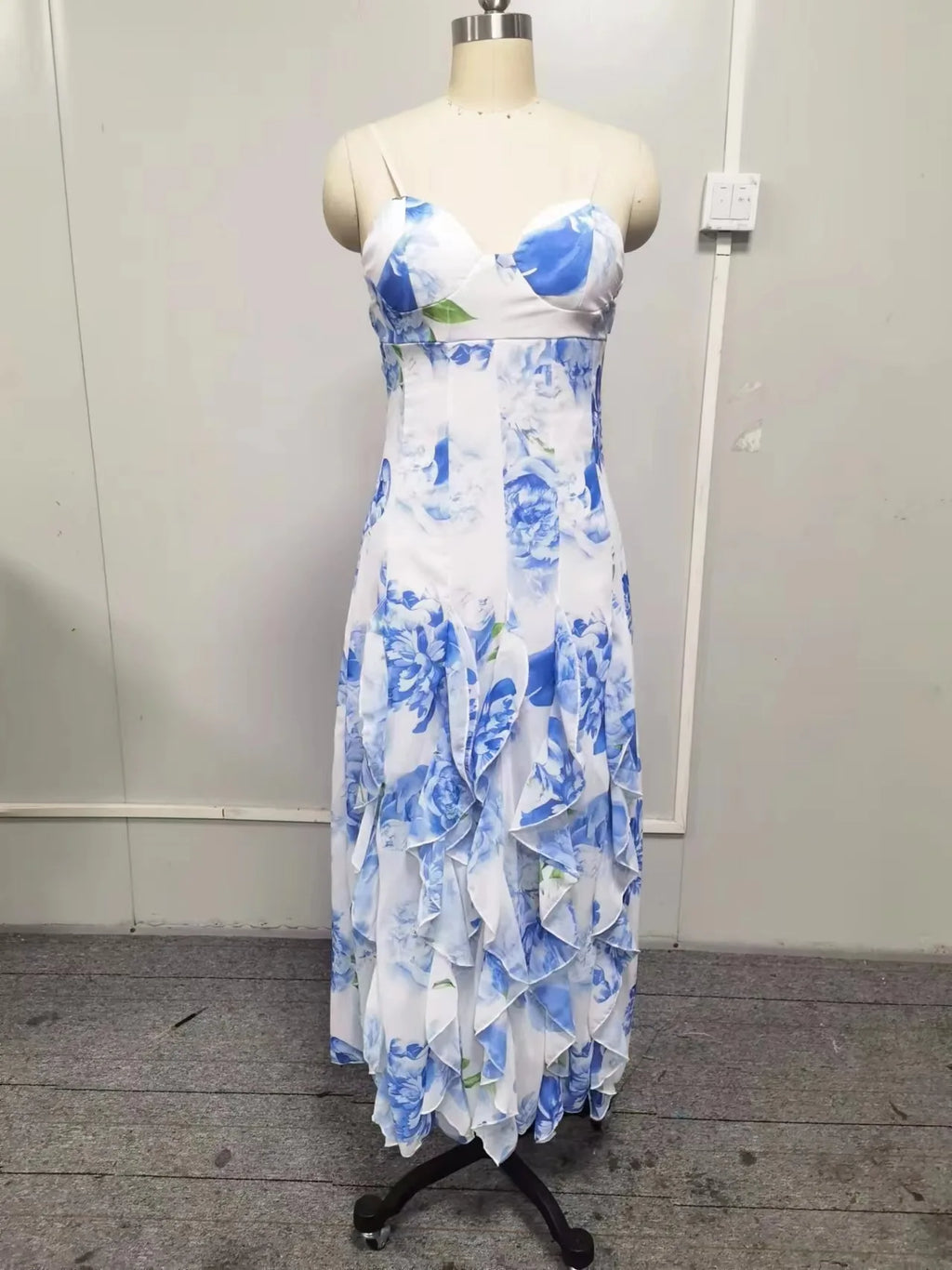 Floral Camisole Boho Maxi Dress | Bare Shoulder Ruffle A-Line