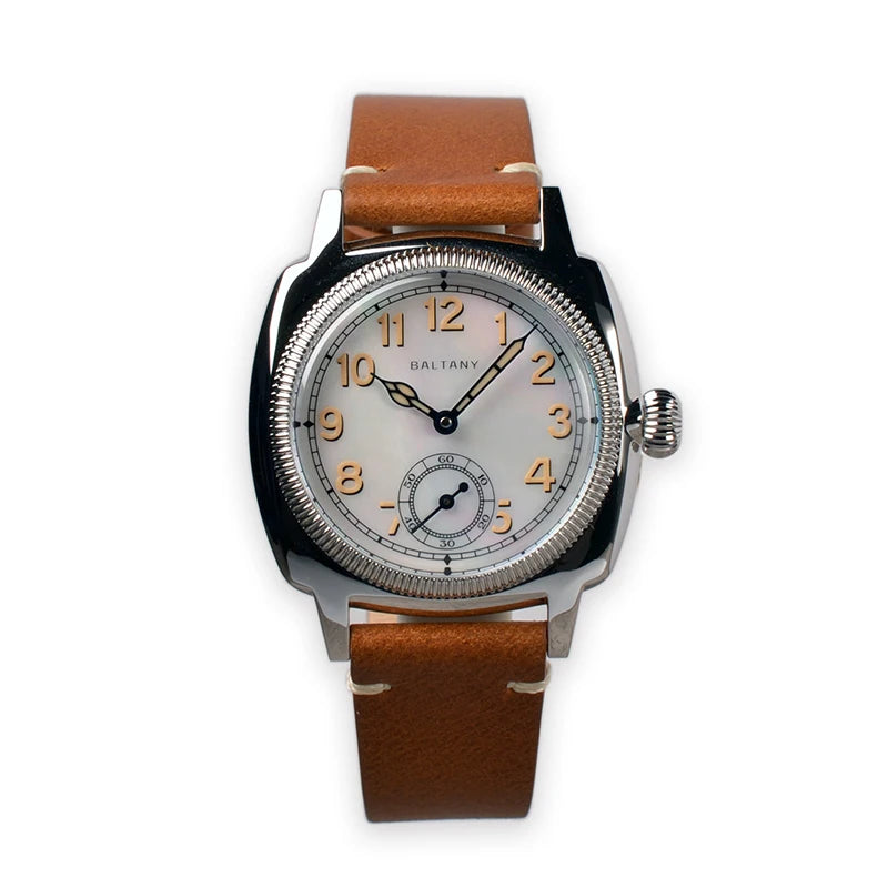 Vintage Dress Watch S4036 Sub Seconds Cathedral Heat Treated Blue Hands Retro Luminous 100M Water Resistant Mechaincal Watch