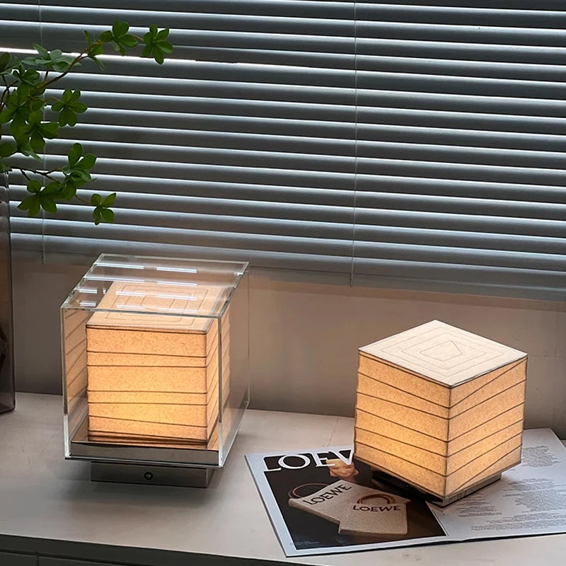 Nordic Minimalist Wabi Sabi  Rice Paper Table Lamp Living Room Bedroom Home Decor Indoor Lighting Study Bedside Reading Light
