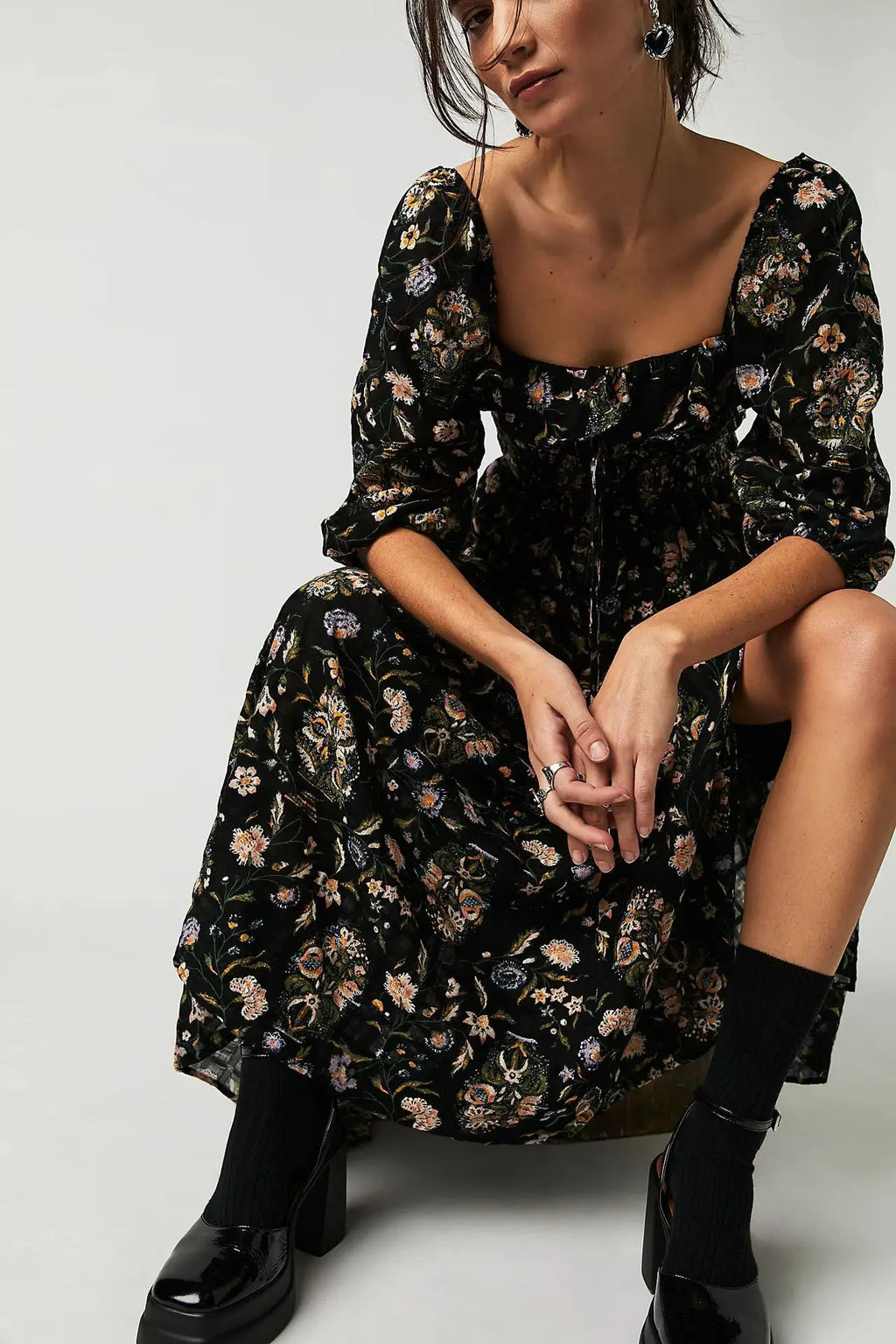 Backless Boho Maxi Dress | Puff Sleeve Empire Waist A-Line