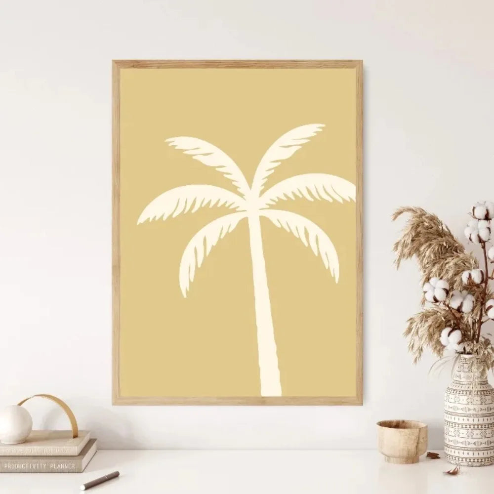 Boho Beach Surfer Canvas Wall Art | Sunset & Sea Wave Poster Print