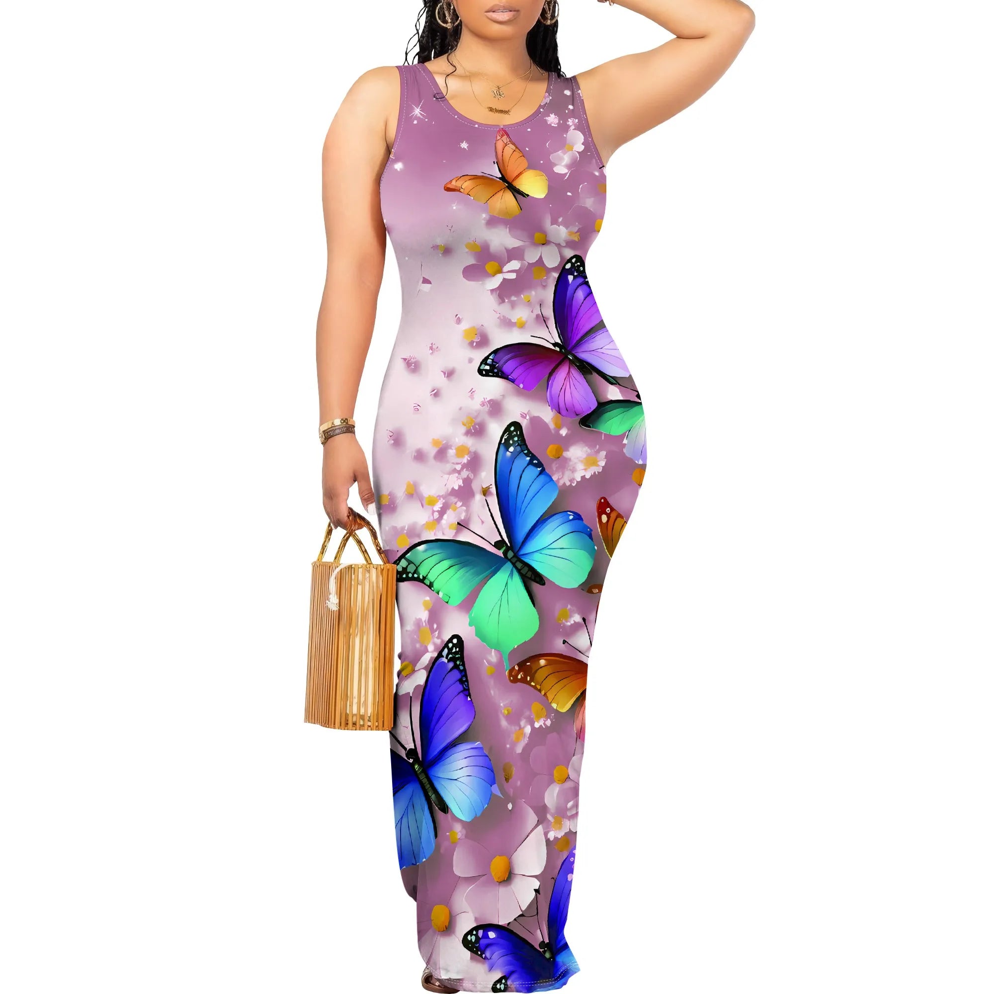 Boho Off-Shoulder Backless Bodycon Maxi Dress – Vintage Floral Print, Plus Size
