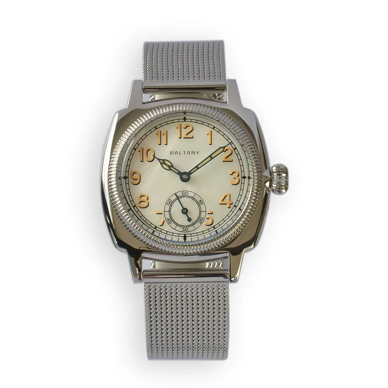 Vintage Dress Watch S4036 Sub Seconds Cathedral Heat Treated Blue Hands Retro Luminous 100M Water Resistant Mechaincal Watch