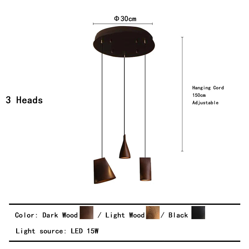 Modern Wooden Lamp for Dining Table Pendant Light Fixture Bedside Art Design Restaurant Solid Wood Lustres Home Decor