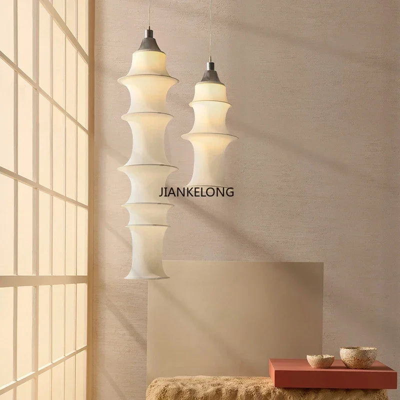 Nordic Minimalist Fabric Wabi Sabi Led Pendant Lights Living Dining Room Loft Home Decor Chandelier Bedroom Corner Bedside Lamp