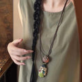 Boho Wooden Beaded Long Pendant Sweater Chain Necklace – Handmade Ethnic Style