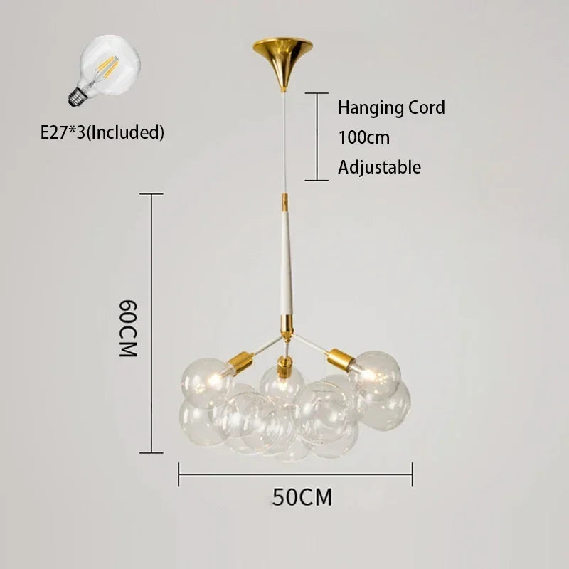 Nordic Colorful/Clear Bubble LED Ceiling Chandelier Hanging Lamps for Dining Table Kids Room Balloon Home Decor Lights