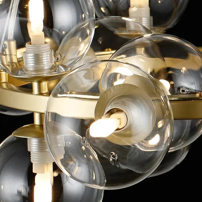 Modern Clear White Glass Bubble Pendant Lamp Round Chandelier Light Fixture for Living Dining Room Bedroom Kitchen Home Decor