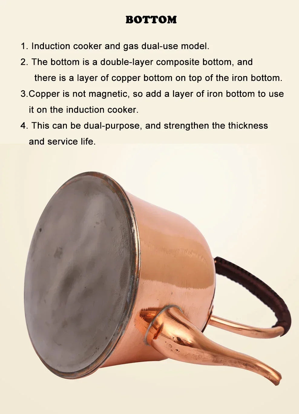 Handmade Pure Copper Teapot | 2L Red Copper Kettle for Gas & Induction Cooker