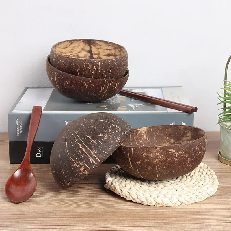Natural Coconut Shell Bowl | Eco-Friendly Wooden Dinnerware