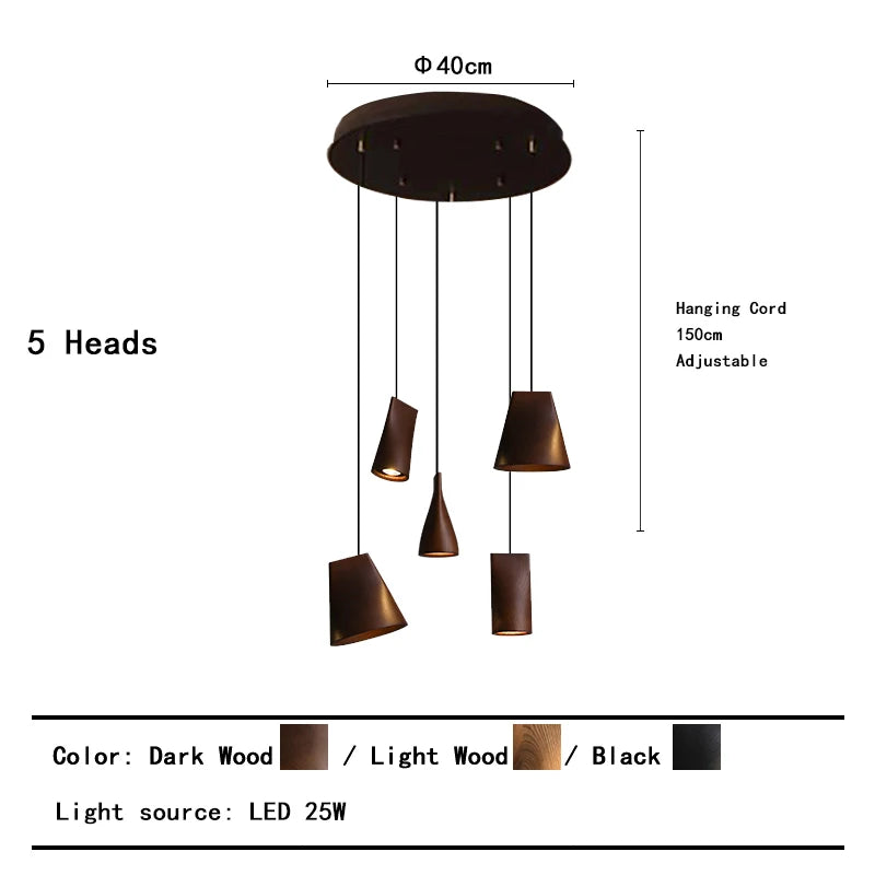 Modern Wooden Lamp for Dining Table Pendant Light Fixture Bedside Art Design Restaurant Solid Wood Lustres Home Decor