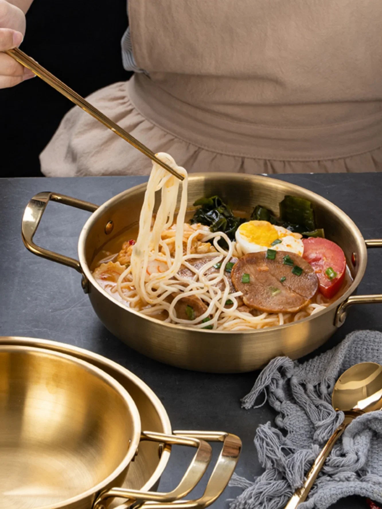 Stainless Steel Cookware Set - Multi-Purpose Saucepan, Paella & Skillet for Home Cooking, Picnic & Seafood