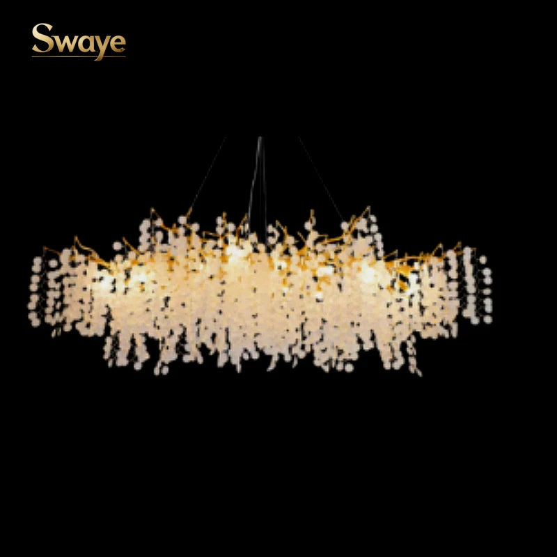 Modern Luxury Creative LED Ceiling Hanging Lamps Design Crystal Flower Chandeliers Home Decor Living Dinning Room Bedroom Indoor