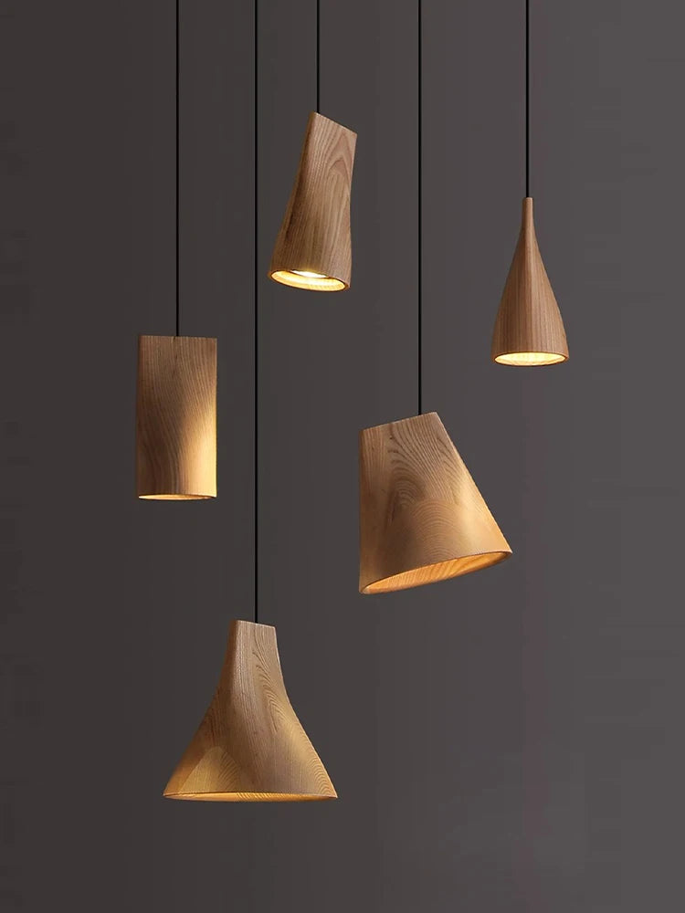 Modern Wooden Lamp for Dining Table Pendant Light Fixture Bedside Art Design Restaurant Solid Wood Lustres Home Decor