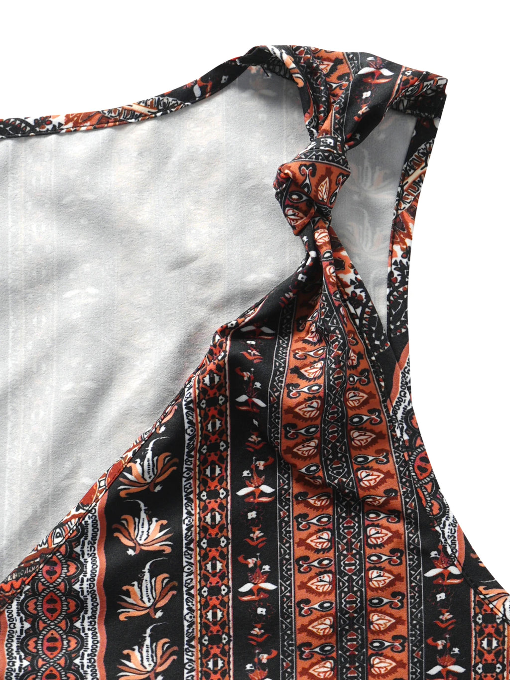 Boho Tribal Stripe Cami Top | V-Neck Knot Strap Sleeveless Tank