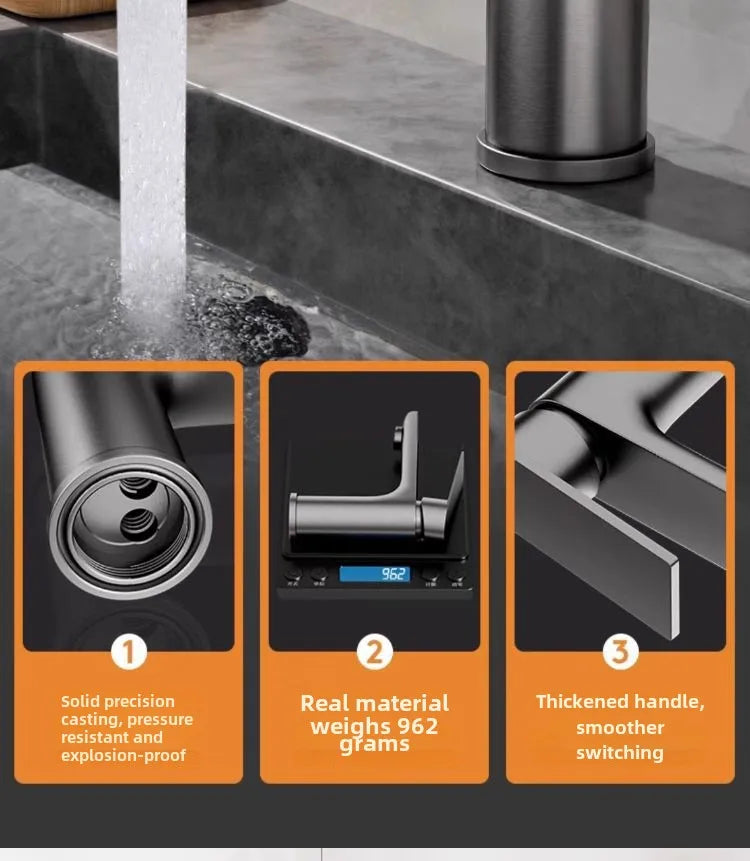 Copper Bathroom Basin Faucet | Single Handle Hot & Cold Countertop Tap