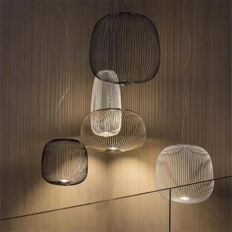 Modern Creative Iron Spokes Pendant Lights Minimalist Birdcage Chandelier for Living RoomDining Room Home Decor Hanging Lamp