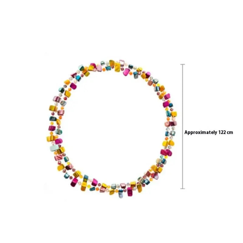 Boho Double-Layer Shell & Irregular Bead Long Necklace – Vintage Summer Jewelry