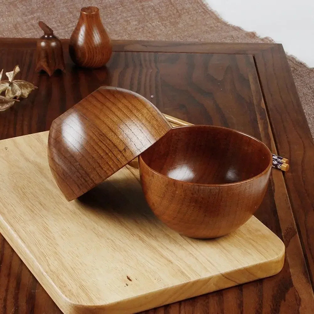 Japanese Style Wooden Bowl | Natural Handcrafted Wood Bowl for Everyday Use