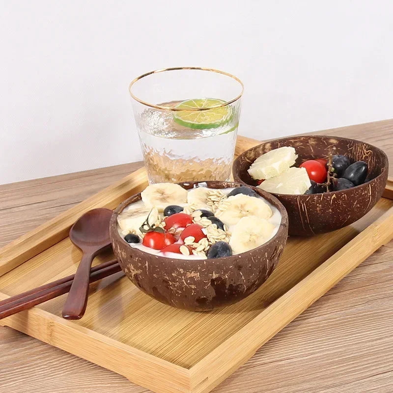 Natural Coconut Shell Bowl | Eco-Friendly Wooden Dinnerware