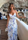 Floral Camisole Boho Maxi Dress | Bare Shoulder Ruffle A-Line