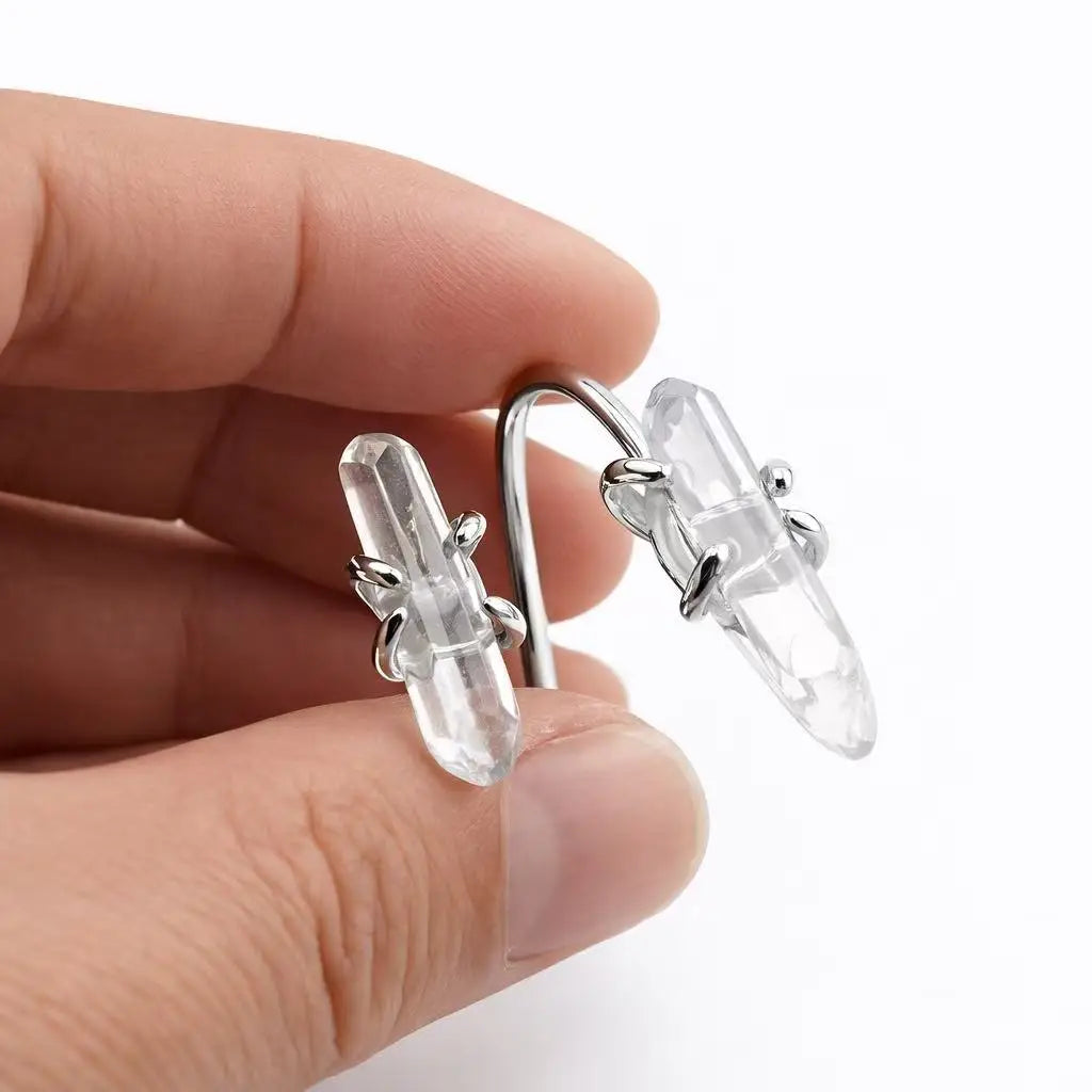 Boho Natural Clear Quartz Raw Crystal Open Ring – Healing Energy Stone Ring