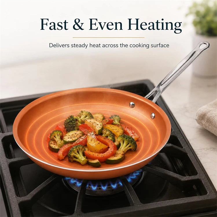Copper Nonstick Frying Pan | Ceramic Coated Skillet for Gas & Induction Cooker