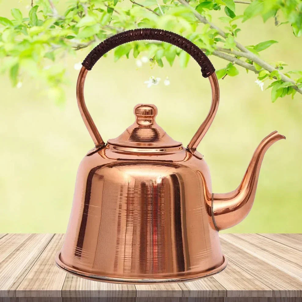Handmade Pure Copper Teapot | 2L Red Copper Kettle for Gas & Induction Cooker
