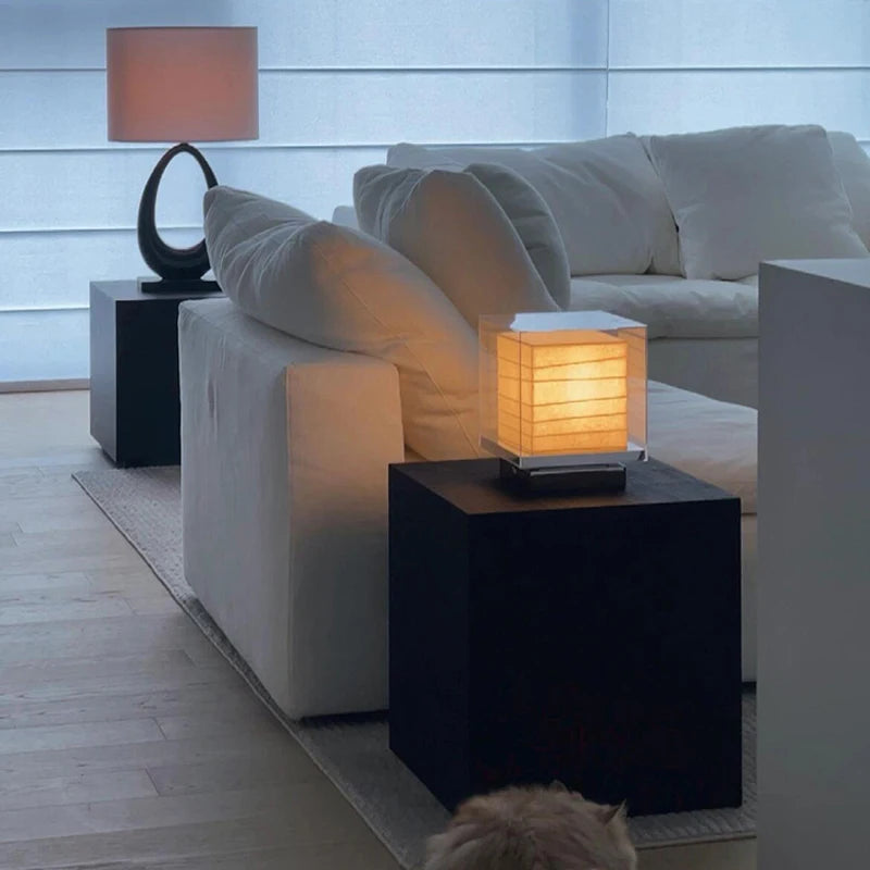 Nordic Minimalist Wabi Sabi  Rice Paper Table Lamp Living Room Bedroom Home Decor Indoor Lighting Study Bedside Reading Light