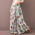 Boho Floral Wide Leg Pants Women Casual High Waist Drawstring Loose Palazzo Trousers Summer Beach Rayon Flowy Bottoms with Pocke
