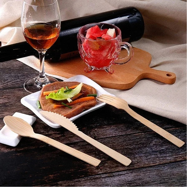 Bamboo Travel Cutlery Set | 6-Piece Reusable Eco Utensils with Carrying Pouch