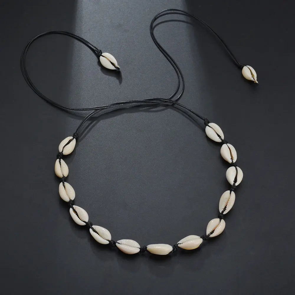 Boho Conch & Cowrie Shell Necklace – Handmade Beach Choker or Bracelet