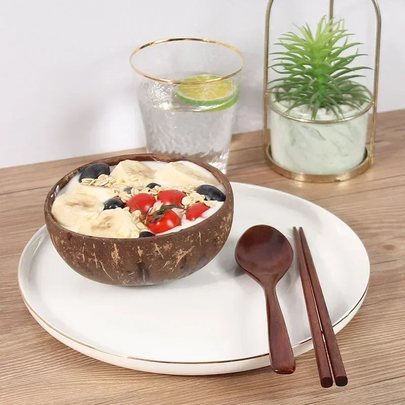 Natural Coconut Shell Bowl | Eco-Friendly Wooden Dinnerware