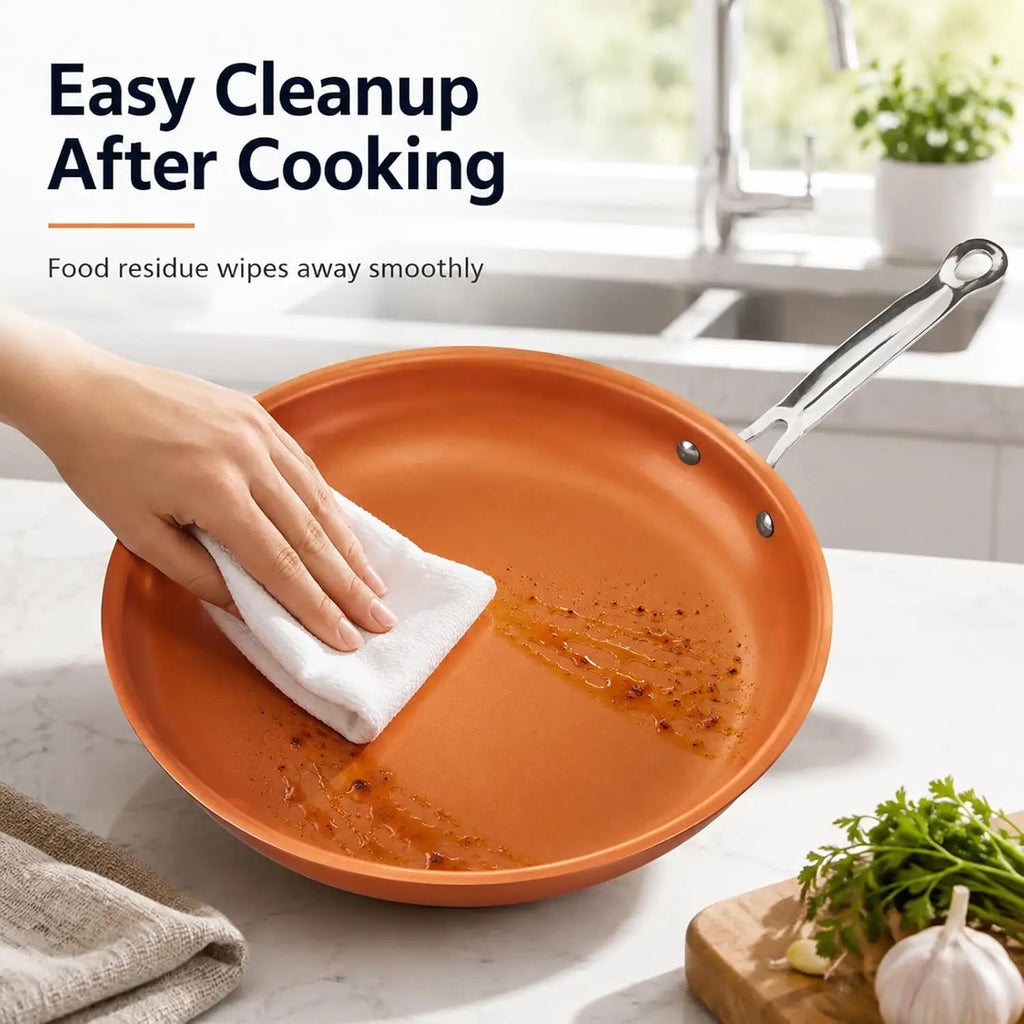 Copper Nonstick Frying Pan | Ceramic Coated Skillet for Gas & Induction Cooker