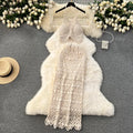Boho Lace-Up Cami & Maxi Knit Skirt Set | 2-Piece Beach Co-ord