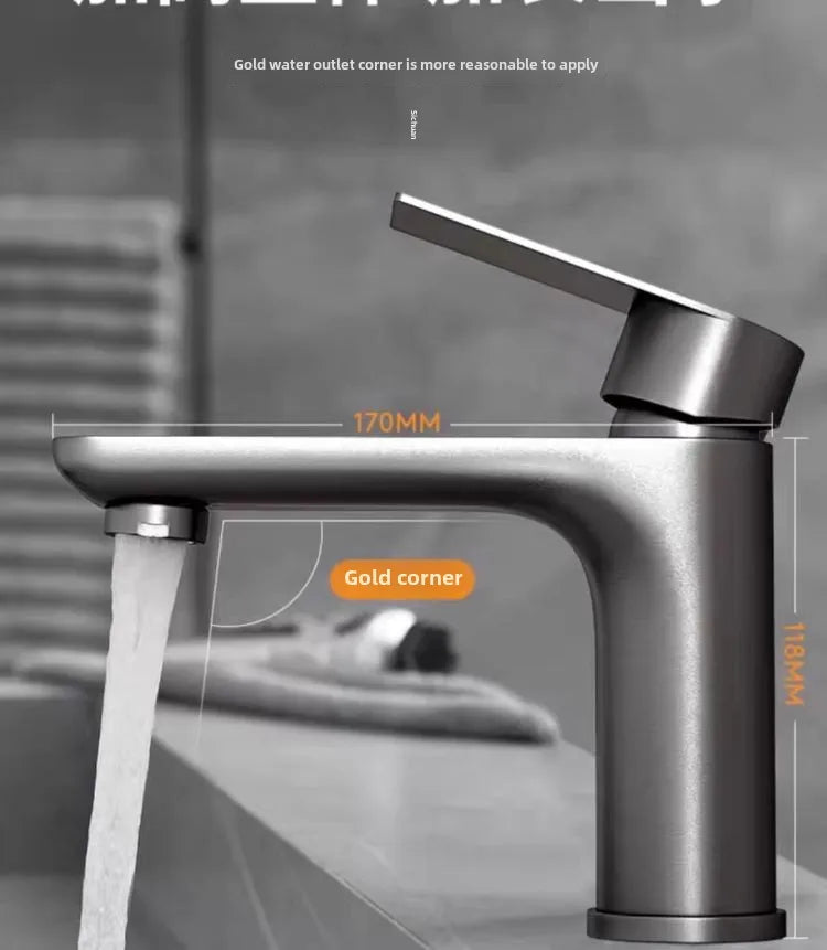 Copper Bathroom Basin Faucet | Single Handle Hot & Cold Countertop Tap